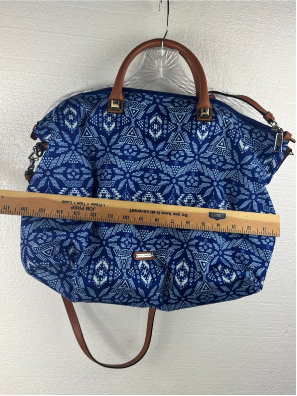 Rebecca Minkoff Blue & White Patterned Satchel One Size - Picture 5 of 10